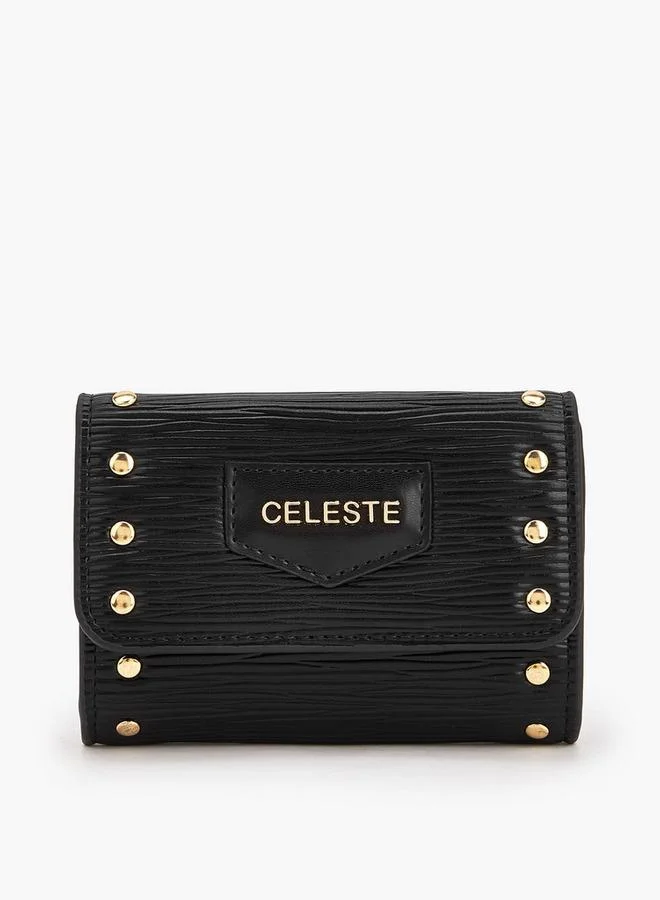 سيليست Stud Embellished Wallet with Button Closure